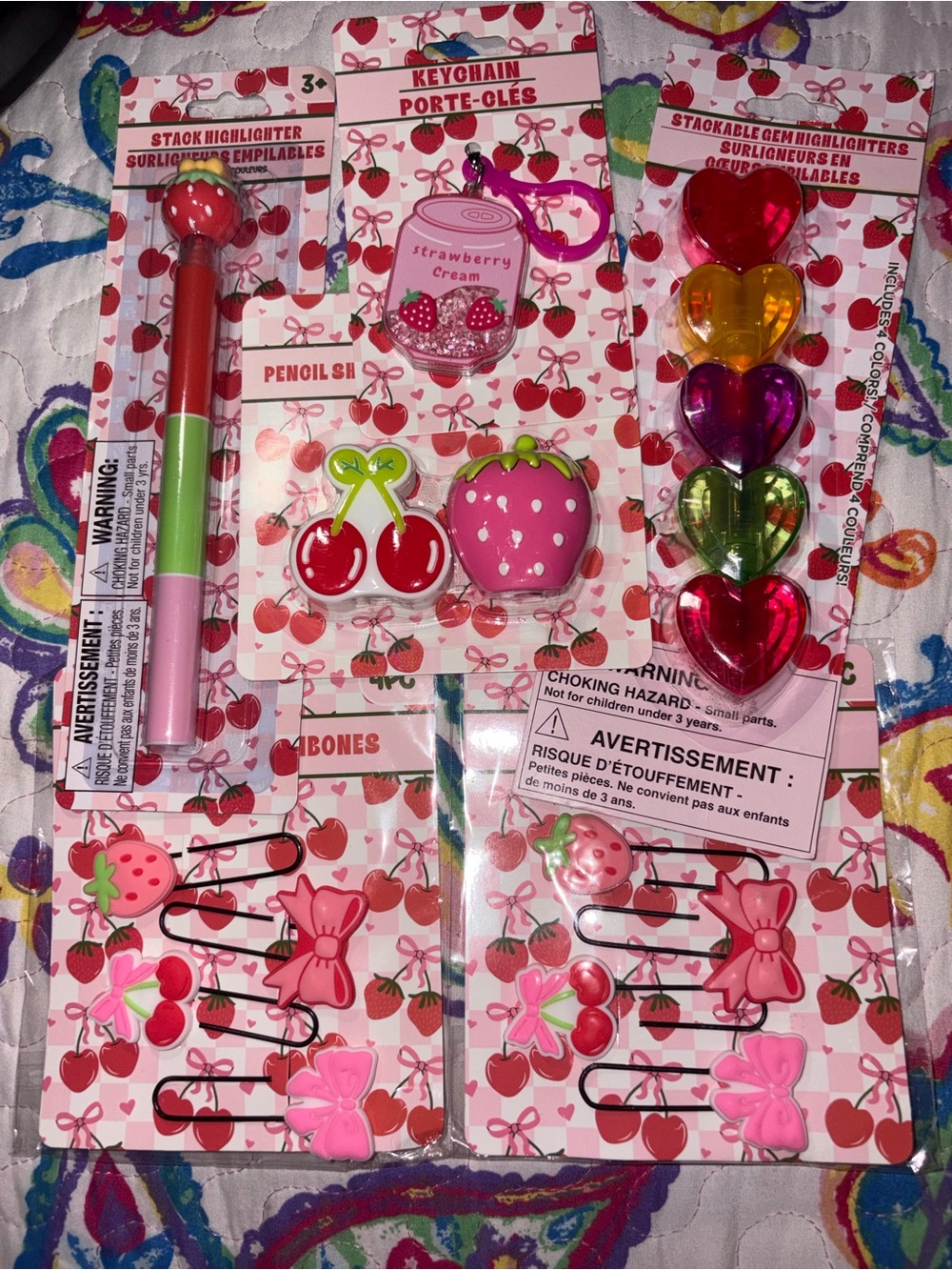 Strawberry & Cherry Accessory Set - Pink - Unbranded